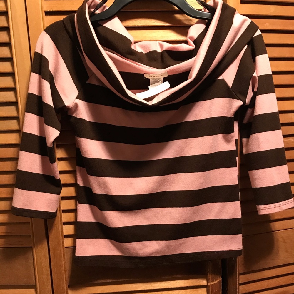 V Generation Pink @ Brown Cowl-neck Top